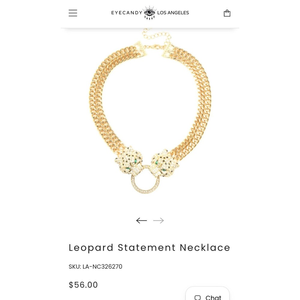 EYE CANDY LOS ANGELES Leopard Statement Necklace Gold